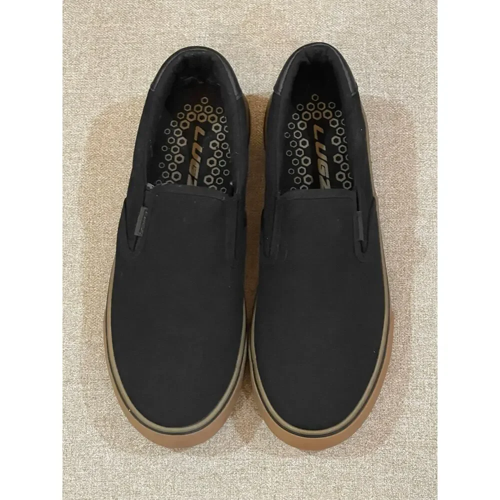 Lugz Mens Clipper Classic Slip-On Fashion Sneaker | Black/Gum Size 7W